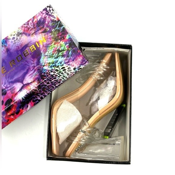 Cape Robbin Swag Nude Chunky Heels, Transparent Lace Up, Square Open Toe, Sz 11 - Picture 14 of 16